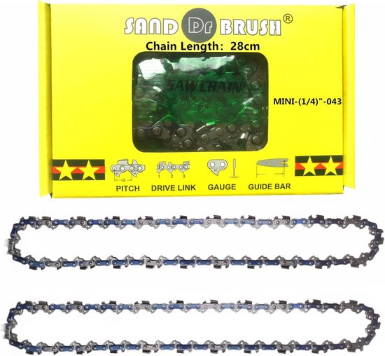 2 Stuks Mini Kettingzaag Ketting Vervanging - 1/4" LP, 45 Schakels, 1.1mm Gauge voor 25cm Geleider