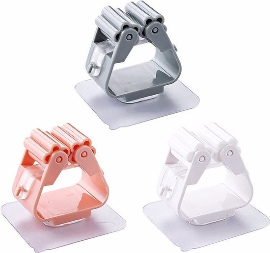 2 Stuks - Mop Organizer Houder -  Borstel Bezem Hanger -  Thuis Opslag Rek - Badkamer - Zuig Opknoping Pijp Haken- Wandmontage van Samdiuits