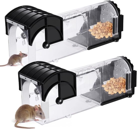 2 stuks muizenvallen - humane muisvallen voor binnen en buiten - levende muizenvallen - gemakkelijk te gebruiken - geen touch-release - opgewaardeerd gevoelig - effectief voor thuis en commercieel van Merkloos	