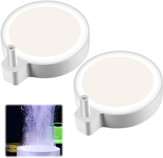 2 stuks nano-bubbelstenen voor aquarium - diameter 5 cm - luchtstenen - aquariumluchtuitstroom - ultramicrobellen - geluidsloze nano-luchtsteen voor aquaria tot 60 cm - emmers en vijvers - luchtpomp - waterbehandeling van Merkloos	