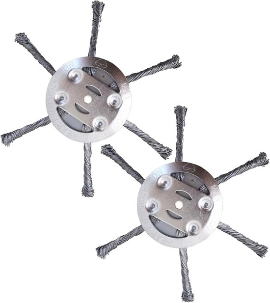 2 stuks onkruidborstel voor grastrimmer, staaldraad trimmerkop, onkruidborstel voor bosmaaier, 5 mm boorgat, 15 cm lang, vervangonderdelen voor grasmaaier voor elektrisch grasmaaier‑6 tanden kop
