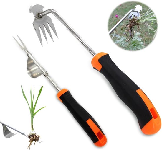 2 stuks onkruidsteker - onkruidjager - handjager met handgreep - handmatige gazonventilator - tuingereedschap voor het verwijderen van onkruid in de tuin - tuinhulpmiddelen van Merkloos	