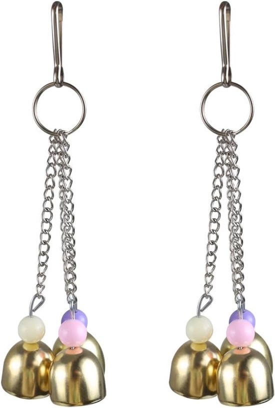 2 stuks papegaai hangende bel speelgoed - klimmen rinkelende klokken - vogel speelgoed 6 klokken jingle geluid voor papegaai parkiet valkparkieten conures en dwergpapegaaien van Balacoo