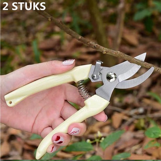 2 stuks Professionele Ergonomische Tuinschaar –Snoeischaar- Roestvrij Staal – Perfect voor Bloemen- en Takkenonderhoud van Kinzo Garden