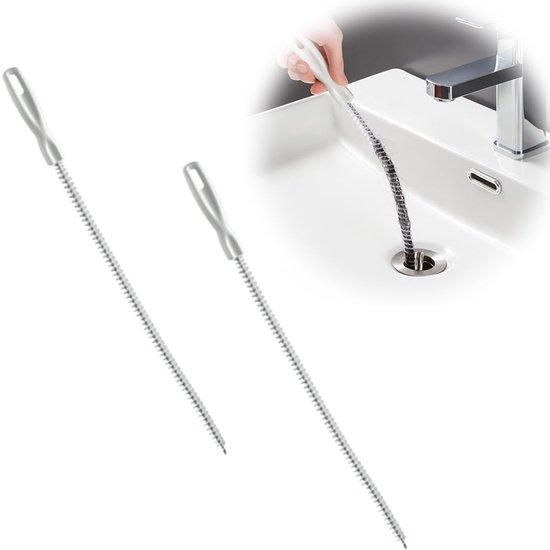 2 stuks rioleringsreinigingsborstels, flexibele reinigingsborstels voor afvoeren, buisreiniger, ontwarrer, reinigingsborstels voor keuken, badkamer, 45 cm