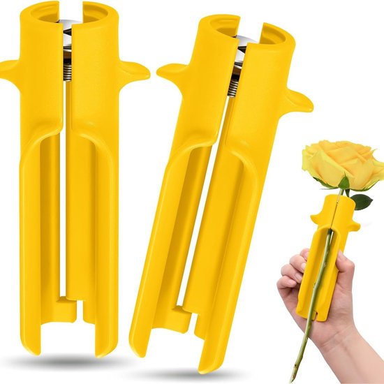 2 stuks rozendoornverwijderaar, doornverwijderaar voor rozen, bladstripper, bloemstengelreiniger, -snijder voor het verwijderen van bladeren, voor thuis, bloemenwinkel, tuinieren en bloemschikken (geel) van Wowlela