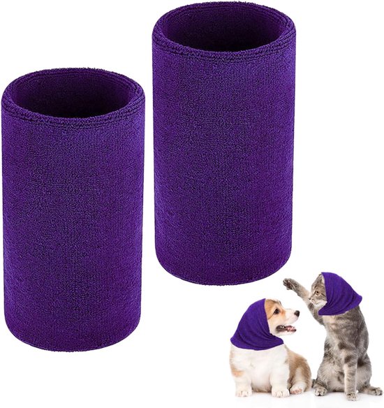 2 stuks rustgevende oorbeschermers voor honden - hondencolsjaal voor hals - oorwarmer - geluidsbescherming - huisdier - oorwarmer om te dragen tijdens het baden van Merkloos	