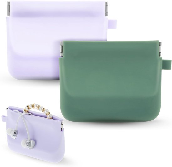 2 stuks siliconen hoofdtelefoon-organizer, draagbare datakabel-opbergtas, mini siliconen opbergdoos voor kabel, oplader, oortelefoon van Merkloos	