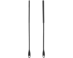 2 stuks siliconen rietborstels, 6 mm-8 mm extra lange rietreinigingsborstel herbruikbare fles stro wasgereedschap met hangende ring buigbare spleetborstel pijpreinigers voor stro (zwart)