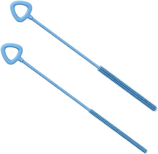 2 stuks siliconen rietjesborstel, zachte rietjesborstel voor glas en metaal, flexibele reinigingsborstel, rietjesborstel met antislip handgreep, stroreiniger voor bekers (blauw)