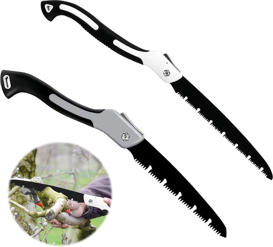2 stuks takkenzaag met veiligheidssluiting - SK5 koolstofstaal - multifunctionele klapzaag - trapeziumvertanding - houtzaag takkenzaag - voor tuin camping bomen en jacht - 210 mm + . . van Merkloos	