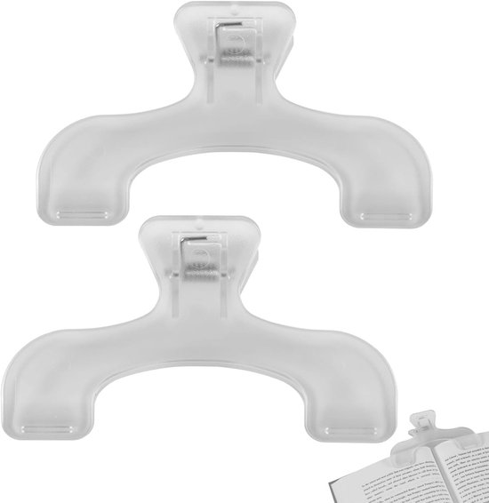 2 Stuks Transparante Boekklemmen, Draagbare Boekpaginahouder Bladwijzer Boekpagina Open Houder Bladwijzer Leesaccessoires voor Het Lezen Lesgeven en Repareren Van Manuscripten van EZESO.