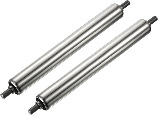 2 stuks transportrol - roestvrijstalen rolvervanging - soepele beweging - geweldig voor fabrieken - magazijnen gebruik (zilver, 1 inch dia, 8 inch lengte) van Merkloos	