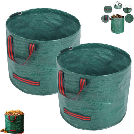 2 stuks - Tuinafvalzak - Vuilniszak voor op het terras - Tuinzak - Dik en duurzaam - Met verstevigde handvatten - Herbruikbaar - 50 liter - 45 x 32 cm - Geschikt voor het verzamelen van gevallen bladeren, grasmaaisel en ander tuinafval van Merkloos	