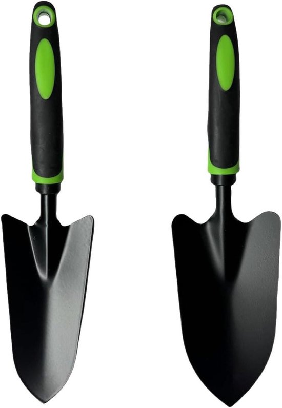 2 stuks tuingereedschap voor planten, verplanten en wieden - tuintroffel en kleine tuinschep van staal met ergonomisch handvat van Kinzo Garden
