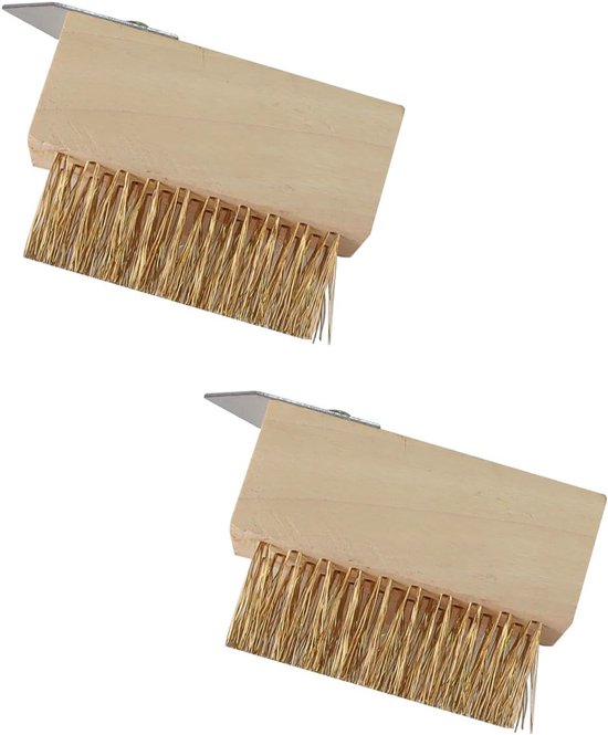 2 stuks tuinstaal onkruidborstel zware koperen staalborstel 10 cm x 3,5 cm x 4 cm borstellengte 3,0 cm 186 g voor gazononderhoud