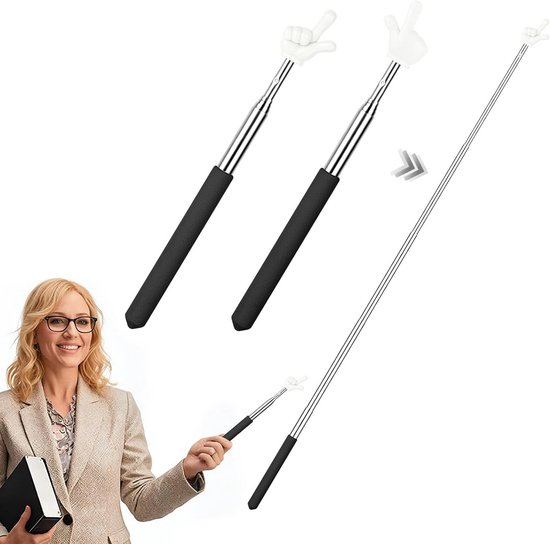 2 Stuks Uitschuifbare Aanwijsstok voor Lesgeven en Presentaties van Merkloos	