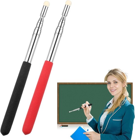 2 Stuks Verstelbare Aanwijsstokken van 48 Inch voor Klaslokalen, Presentaties en Kantoorgebruik, Draagbare Telescopische Stokken in Rood en Zwart van Merkloos	