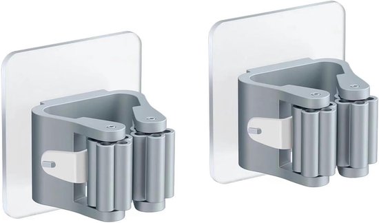 2 stuks wandgemonteerde bezemhouder, wandgemonteerde bezemhouder zelfklevende dweilbezemhouder, geschikt voor keuken, badkamer, tuin (A)