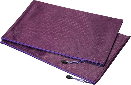2 stuks waterdichte ritszakken - etui reizen opbergtas make-up benodigdheden bestanden organizer zakje - geweldig voor kantoor - multifunctioneel - paars - B4 van Merkloos	