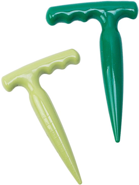 2 stuks zaai- en plantgereedschap, 17 cm plantstok, plastic plantstok voor het planten, bollenplanter met handvat voor het zaaien van zaden, planten, bollen en graven van Merkloos	