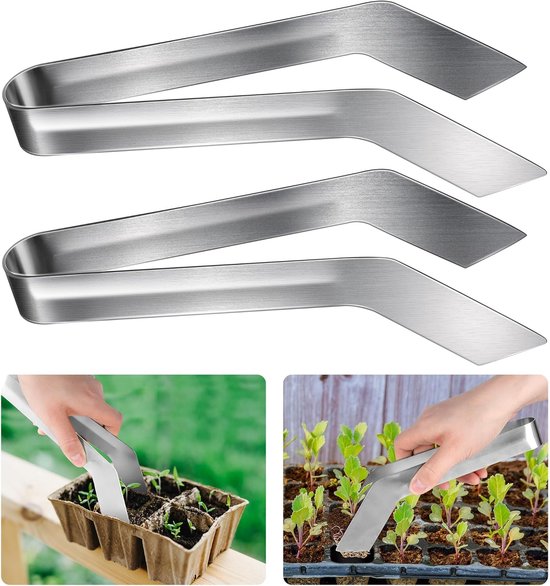 2 stuks zaailingtransplantatietangen - 8 inch roestvrijstalen tuinplantentransplantatietangen - zaailingverwijderings-transplantatietangen om wortelschade te verminderen van Merkloos	