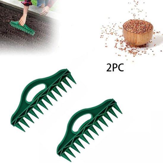 2-Stuks Zaaimachine - Tuingereedschapset - 12-gats zaaimachine - zaai gereedschapset - Gatenpons voor het zaaien van grond -Handgereedschap voor de tuin - 26 cm - Geschikt voor groenten, bloemen en kruiden - Groen van Louêtte