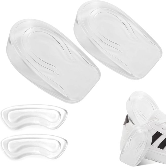 2 stuks/1 paar gel-hielkussens voor schoenen - transparante siliconen hielspoor-inzetstukken - universele hielpads en verhoging 2 cm van Merkloos	