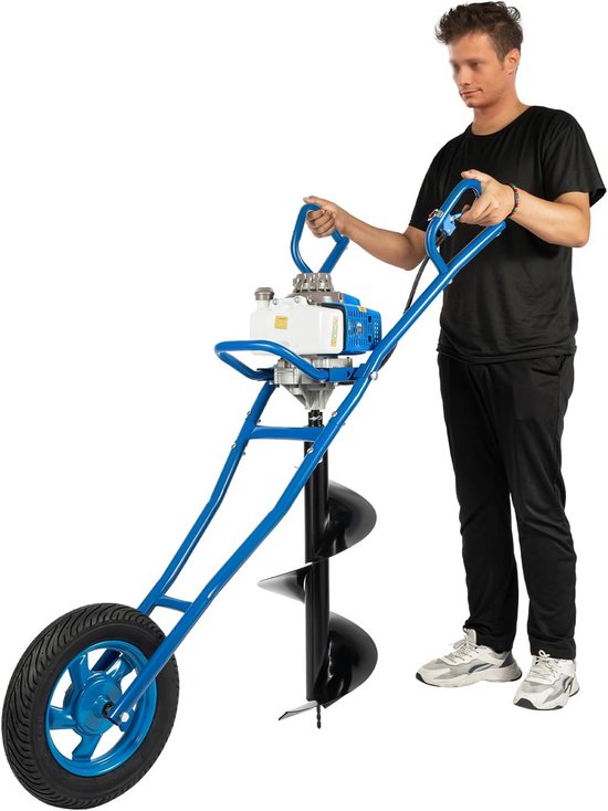 2-takt aardboor met handwagen - 63 cc - geschikt voor boren Ø 60-300 mm - geschikt voor grond