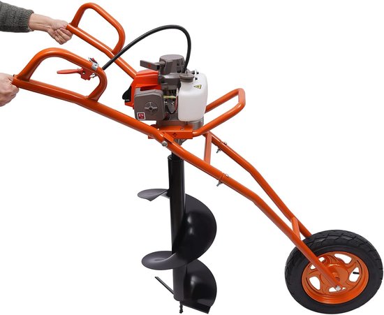 2-takt benzine grondboor met handwagen - krachtige paalboor voor mijngraven en landbouw