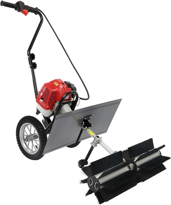 2-takt benzineveegmachine, 43CC motorbezem veegmachine, benzine veegmachine voor kunstgras, natuurgras, trottoirs, straatranden