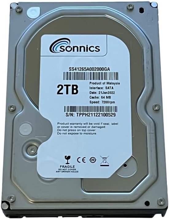 2 TB 3.5 inch SATA Harde Schijf - 7200 RPM Desktop & CCTV Opslag van Merkloos	