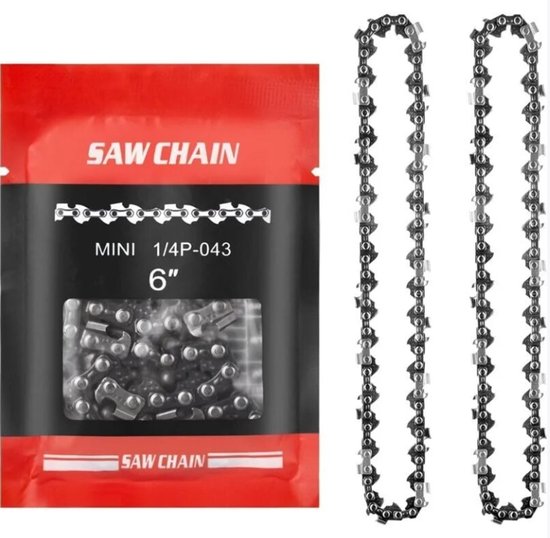 2 vervangende kettingen voor een 6 inch mini-elektrische kettingzaag, ketting met 37 aandrijfschakels van Merkloos	