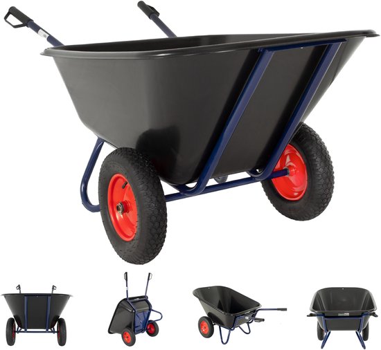 2-wiel kruiwagen XXL 290 L 300 kg tuinkrui Kruiwagen Kruiwagen Pneumatisch wiel metalen velgen zwart van Merkloos	