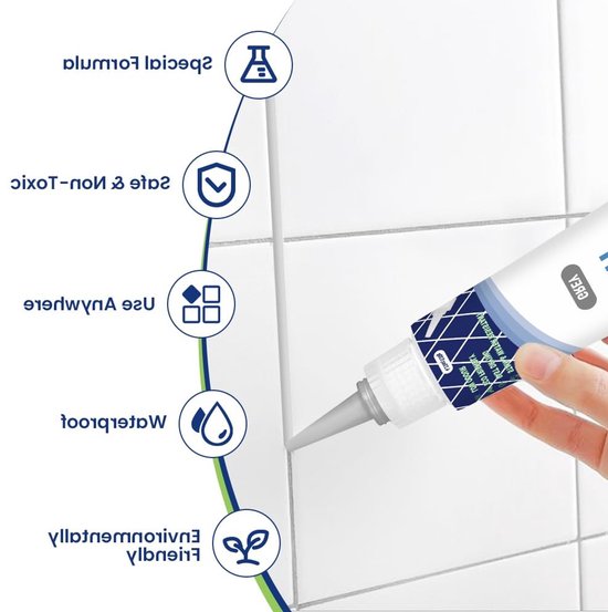 2 x 120 ml Voegenpen, Sneldrogende Reiniger en Sealant voor Keuken, Badkamer en Vloeren in Grijs van Merkloos	