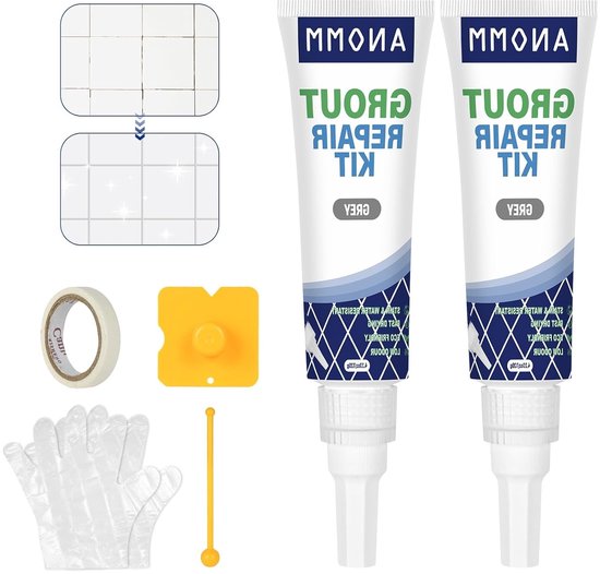 2 x 120 ml Voegenpen voor Tegels, Sneldrogende Reiniger en Sealant voor Keuken, Badkamer en Vloeren, Grijs