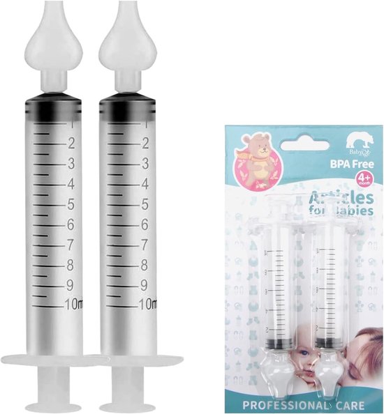 2 x Baby Spuit met 10 ml Schaal en Siliconen Neuszuigmond, Wasbaar en Herbruikbaar, Set van 2 voor Veilig Voeden en Verzorging