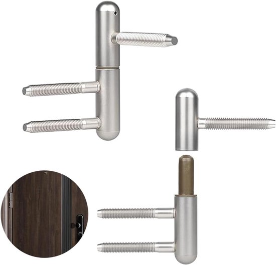 2 x Door Tyres - Drilling - Wooden Door Hinge - Standard Door Tyre Set - 3-Piece Screw Tyre - Door Ties for Indoor Wooden Doors - with Wooden Frames van Merkloos	