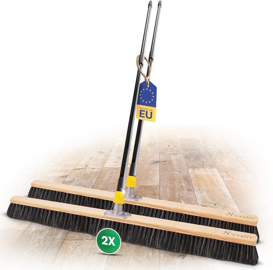 2 x Fijnstofbezem 100 cm met Telescoopsteel en Paardenhaar van Merkloos	