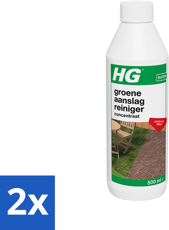 2 x HG Groene Aanslagreiniger Concentraat 500 ml - Groene Aanslag - Algverwijderaar - Buitenreiniger - Terrasreiniger - Murenreiniger