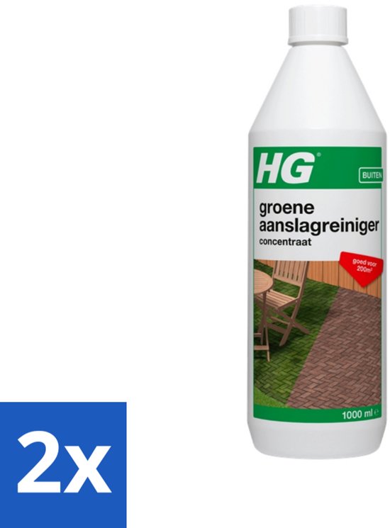 2 x HG - Tuin - Groene Aanslagreiniger - Concentraat - Binnen 36 Uur Resultaat - 1L - Groene Aanslag Reiniger - Algverwijderaar - Terrasreiniger - Tuinreiniger - Daken Reiniging van Merkloos	