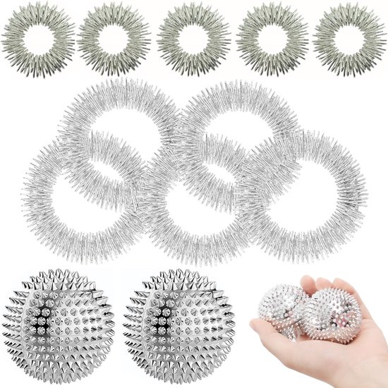 2 x magnetische acupressure ballen - 5 acupressure ringen - 2 acupressure armbanden voor ontspanning en welzijn van Merkloos	