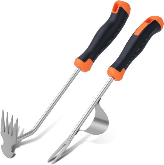 2 x RVS Onkruidverwijderaar met Handvat - Tuin Gereedschap voor Effectieve Onkruidbestrijding en Gemakkelijk Gebruik van Merkloos	