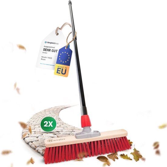 2 x Straatbezem met Telescoopsteel, 50 cm - voor tuin en buiten