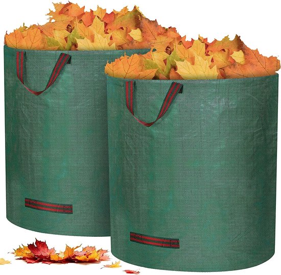 2 x tuinzakken groenafval, 272L tuinafvalzakken met handvatten, tuinafvalzakken, tuingraszakken met hoge capaciteit met handvatten, waterdicht, scheurvast, opvouwbaar en herbruikbaar van Glorytec
