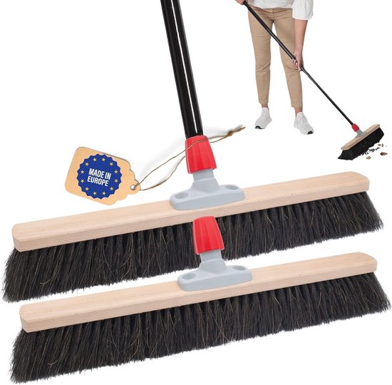 2 x Zaalbezem 40 cm met Steel - Ideaal voor Werkplaats, Huis en Kamer van Mery