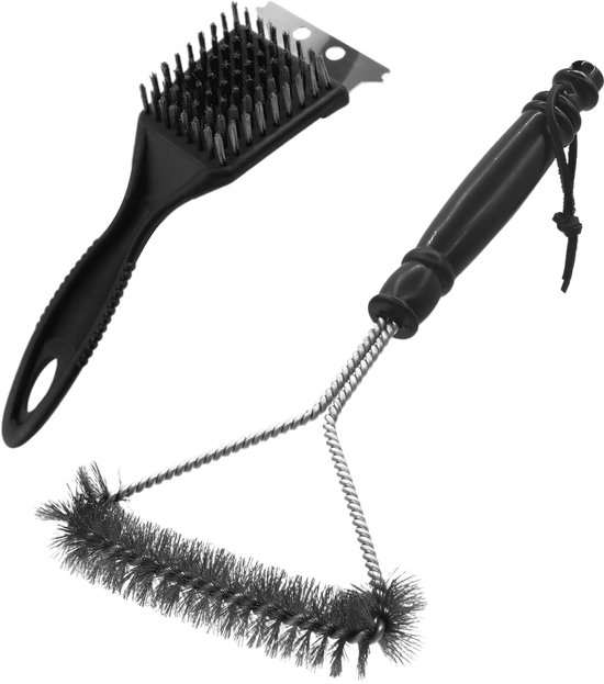 2 zwarte draadborstels voor het reinigen van barbecue, reinigingsset voor barbecue, kookgerei
