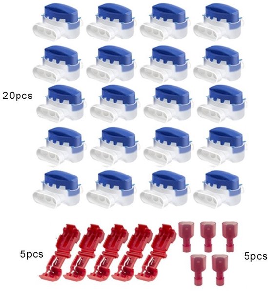 20-delige waterdichte draadconnector - geschikt voor robotmaaiers, - grasmaaierconnector - met 10 aansluitklemmen - reparatieset voor grasmaaierkabel - geschikt voor irrigatietoepassingen met robotmaaiers van Merkloos	