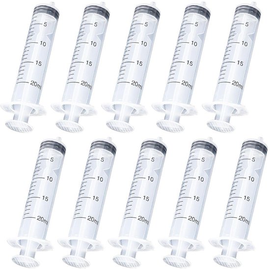 20 ml kunststof doseerspuiten set van 10 - Voor laboratorium, diervoeding en plantenirrigatie