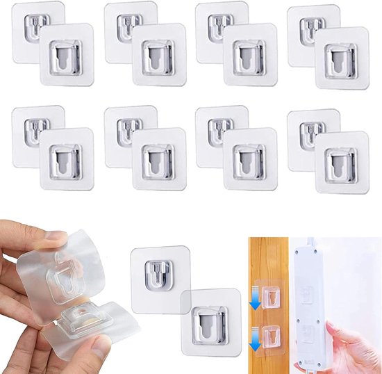 20 Pairs Punch Free Magic Hooks Double Sided Self Adhesive Wall Hooks Heavy-Duty Seamless Adhesive Hook Non-marking Punch-Free Screw Wall Stickers Multifunctional Waterproof for Bathroom and Kitchen van Merkloos	